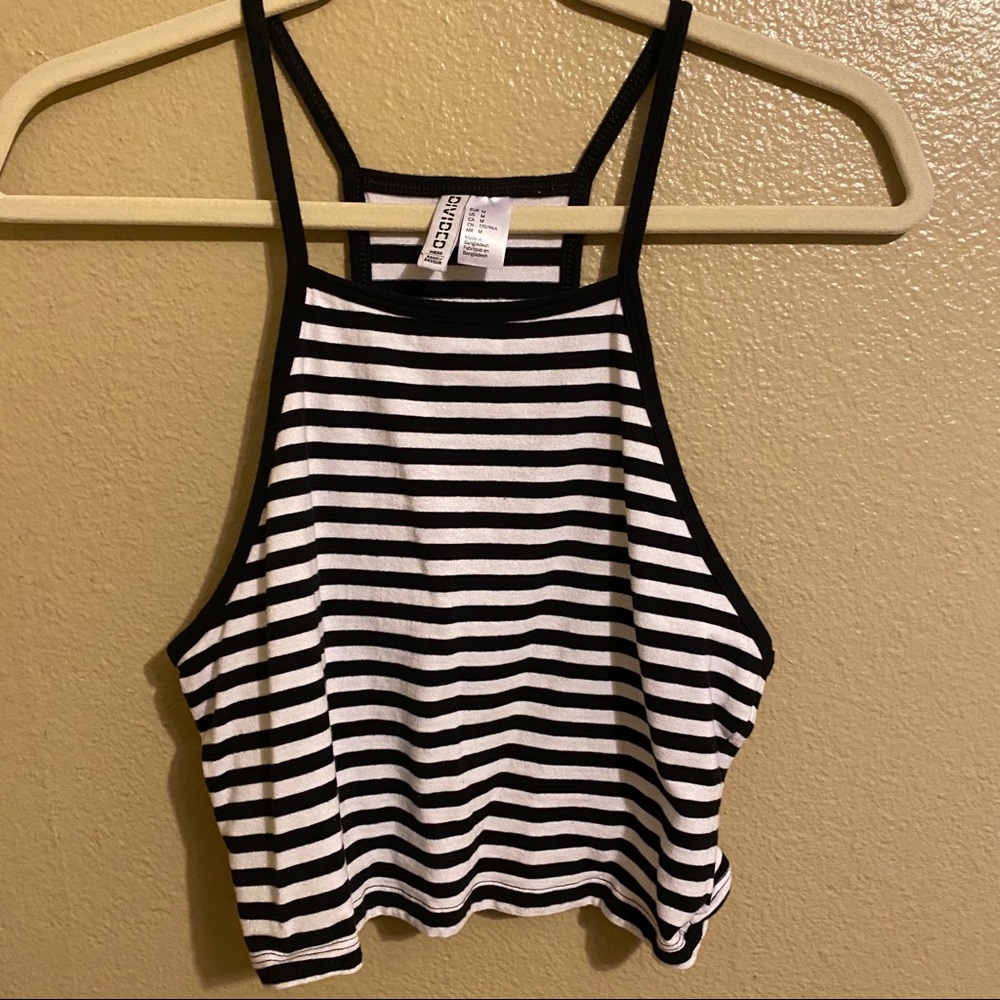 Hatler White Black Striped Shirt- H&M Medium